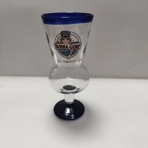 Bubba Gump Shrimp Co. HollywoodCalifornia Hurricane Glass with Blue Rim and Base